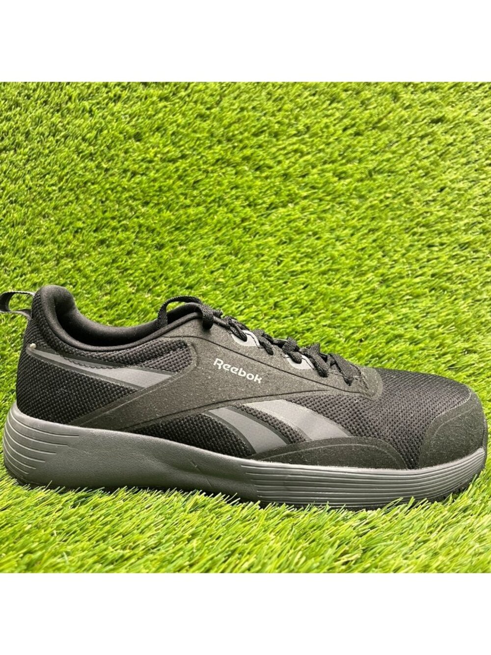 Reebok Lite Plus 4 Mens Size 8W Black Gray Composite Toe Safety Work Shoes